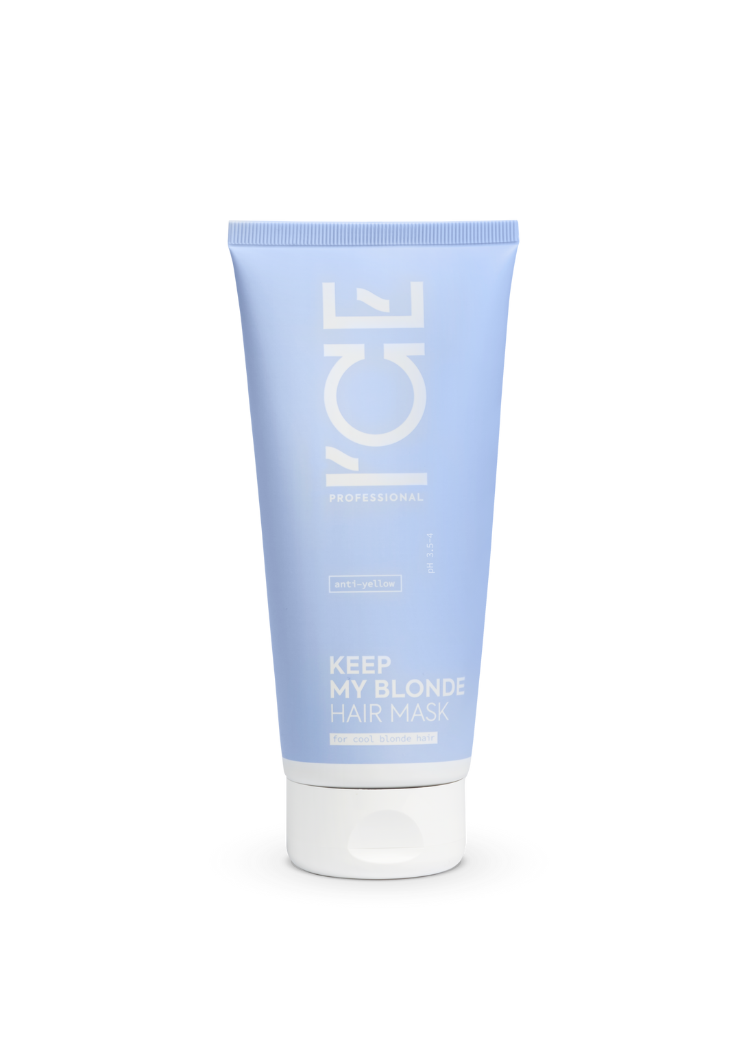 Blue tube of ICE "Keep My Blonde" hair mask for cool blond hair